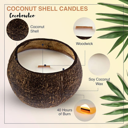 Set the Mood with Nature! 🕯️🌴 Scented Soy Coconut Shell Candles – Wood Wick & Real Coconut Shells for a Cozy, Tropical Vibe 🌺✨