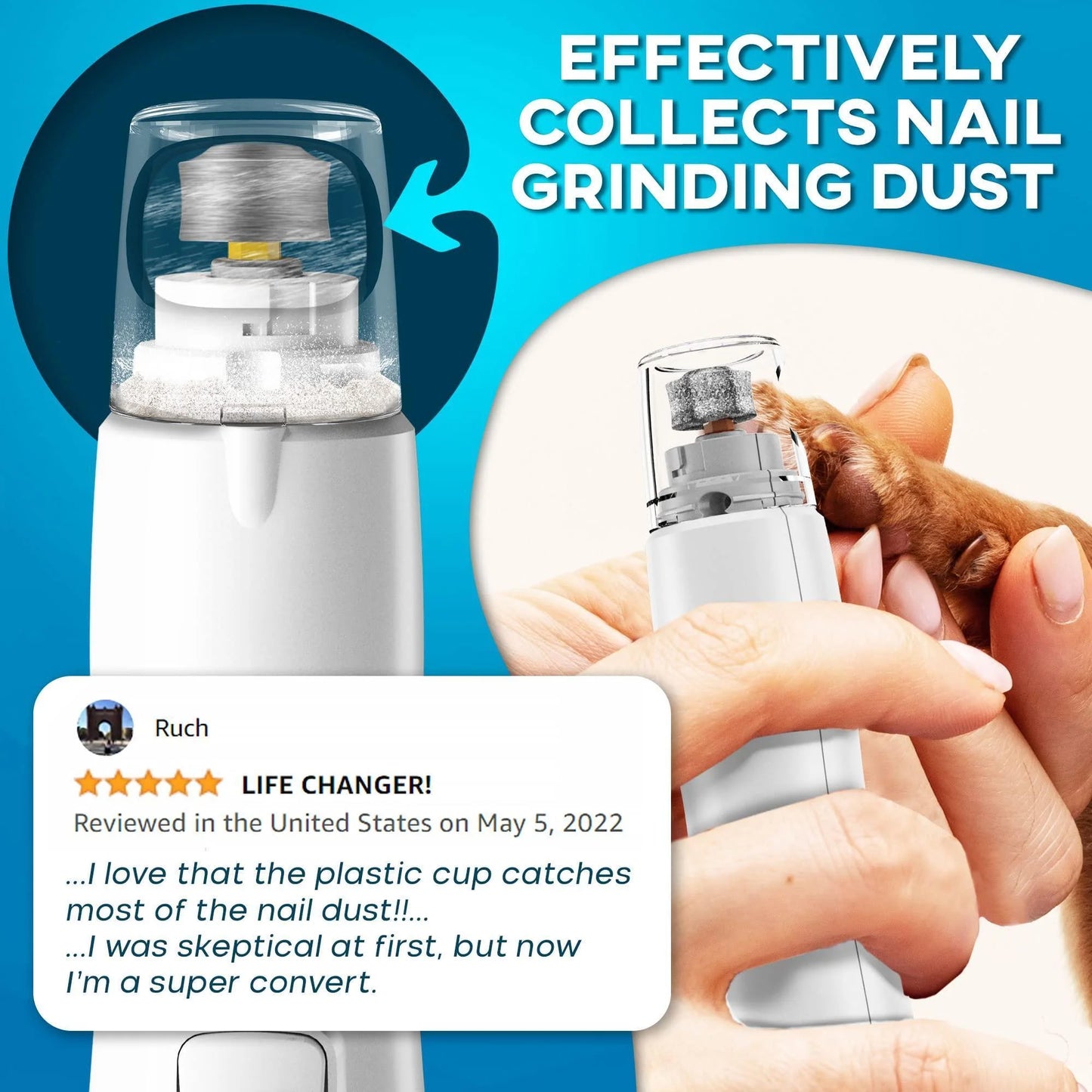 🐾 Smooth & Safe: Dog Nail Grinder with LED Light – Rechargeable for All Sizes! ✨🐶