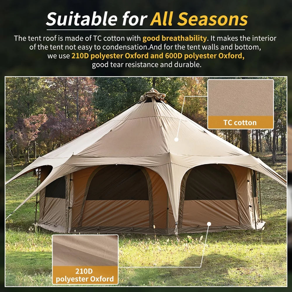 Glamp in Style! ⛺✨ 8-Person Canvas Yurt Tent with Stove Jack – Luxury Camping at Its Best (16.4ft Dia) 🌟🔥