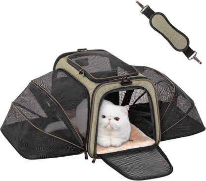 Jet-Set Ready ✈️ Expandable Cat & Small Pet Carrier – Airline Approved, Soft-Sided & Washable with Extra Room for Your Furry Travel Buddy!