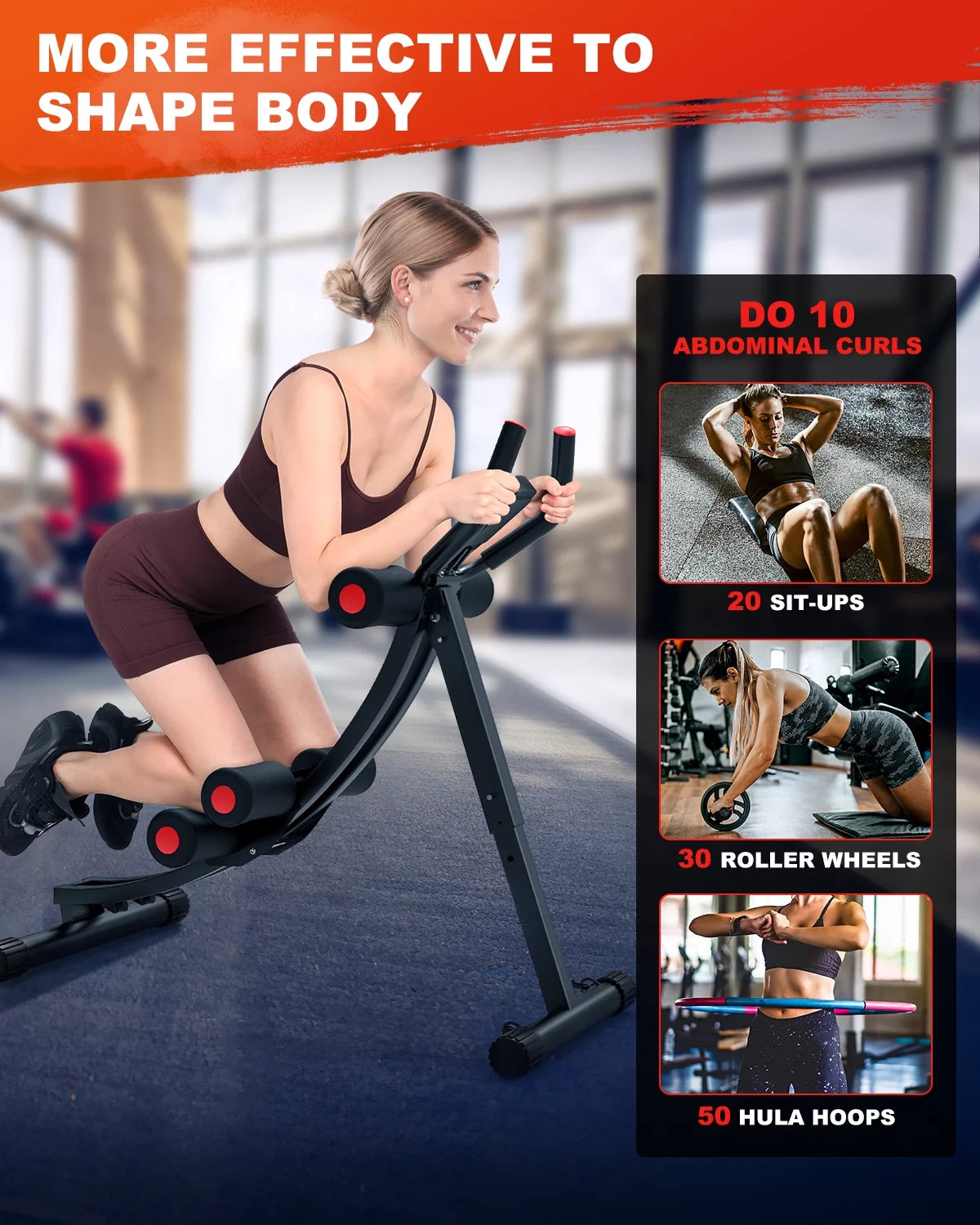 Get Stronger Every Day! 💪✨ Foldable Ab Machine – Core & Abdominal Trainer for Home Gym (Max 440lbs, LCD Display) 🏋️‍♂️