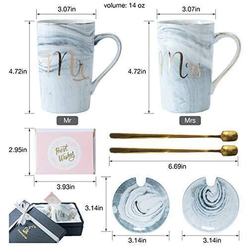 Mr and Mrs Coffee Mugs - Wedding Gifts - Mr and Mrs Mugs Set - for Grey&Grey