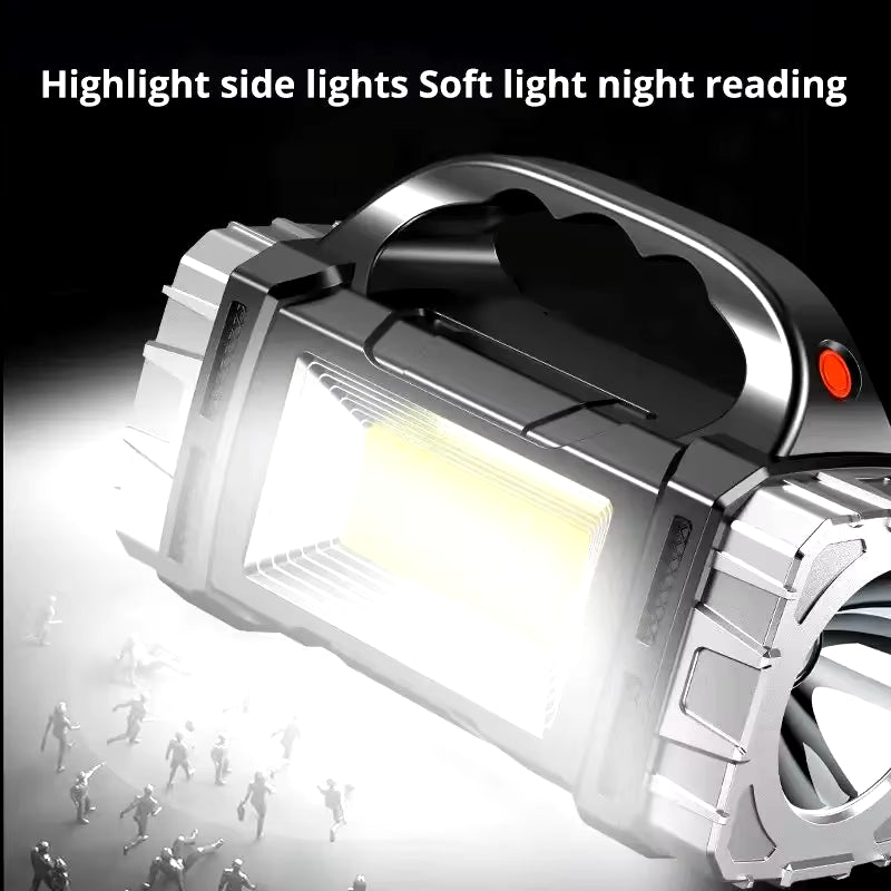 Light Up Your Adventure! 🔦✨ Portable USB Rechargeable Flashlight – Solar LED & COB Work Light, Plus Mobile Phone Charger! 🌟🏕️