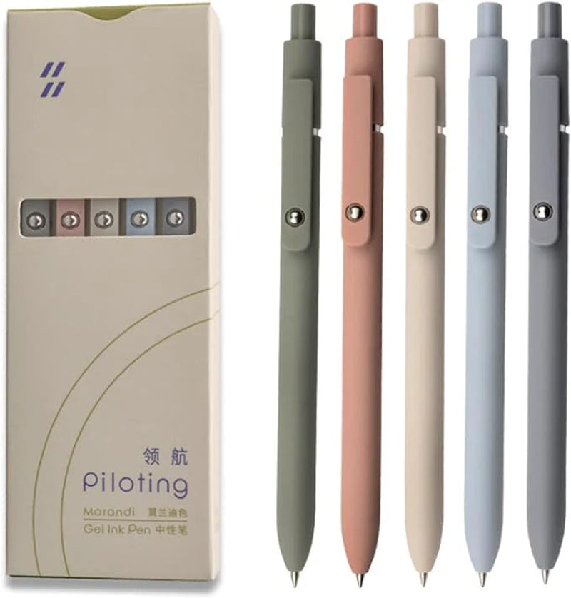 🖊️ Smooth Writing, Stylish Design: 5-Pc Gel Pens for Journaling & Note-Taking! ✨ (Morandi, Fine Point)