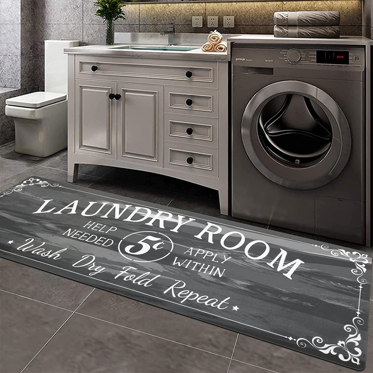 Add Charm to Your Home 🏡 Farmhouse Laundry Room Rug – Non-Slip, Washable & Perfect for Kitchen, Bathroom, or Hallway! 20”x48” of Cozy Style!