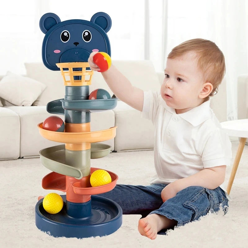 Boost Your Baby’s Development: Montessori Rolling Ball Toy – Fun, Stacking & Educational Play for Little Explorers! 🎉👶