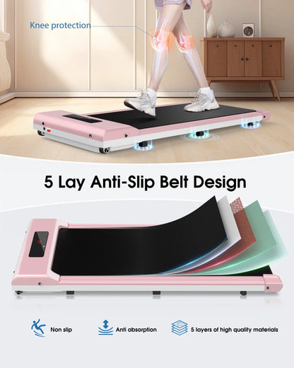 Treadmills for Home, Portable under Desk Treadmill for Home/Office, 0.6-6.2MPH, No Assembly Required, Pink