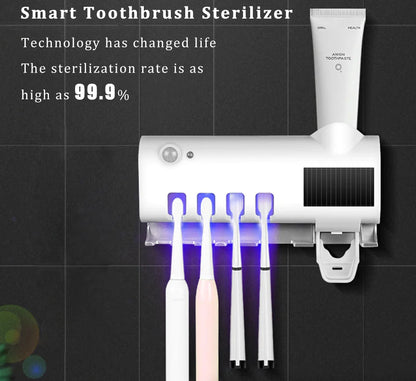 Say Goodbye to Germs! ✨ UV Toothbrush Holder & Cleaner + Automatic Toothpaste Dispenser in One!