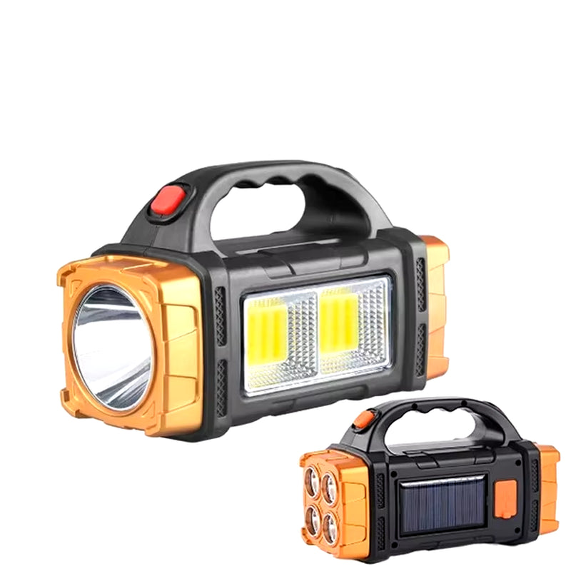 Light Up Your Adventure! 🔦✨ Portable USB Rechargeable Flashlight – Solar LED & COB Work Light, Plus Mobile Phone Charger! 🌟🏕️