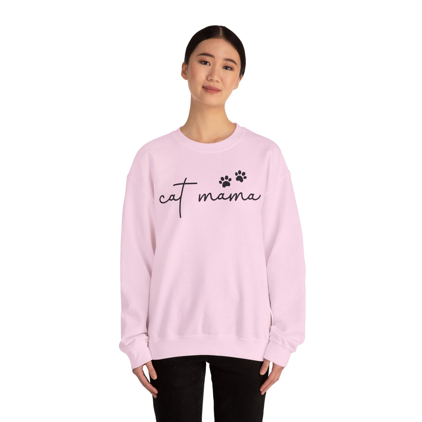 Cat Mama Heavy Blend™ Crewneck Sweatshirt, Cozy Cat Lover Gift, Pet Parent Apparel, Cute Sweatshirt for Women, Casual Cat