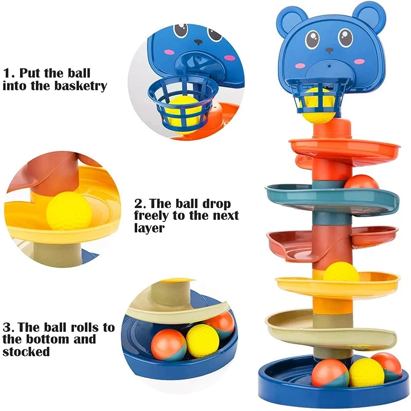 Boost Your Baby’s Development: Montessori Rolling Ball Toy – Fun, Stacking & Educational Play for Little Explorers! 🎉👶