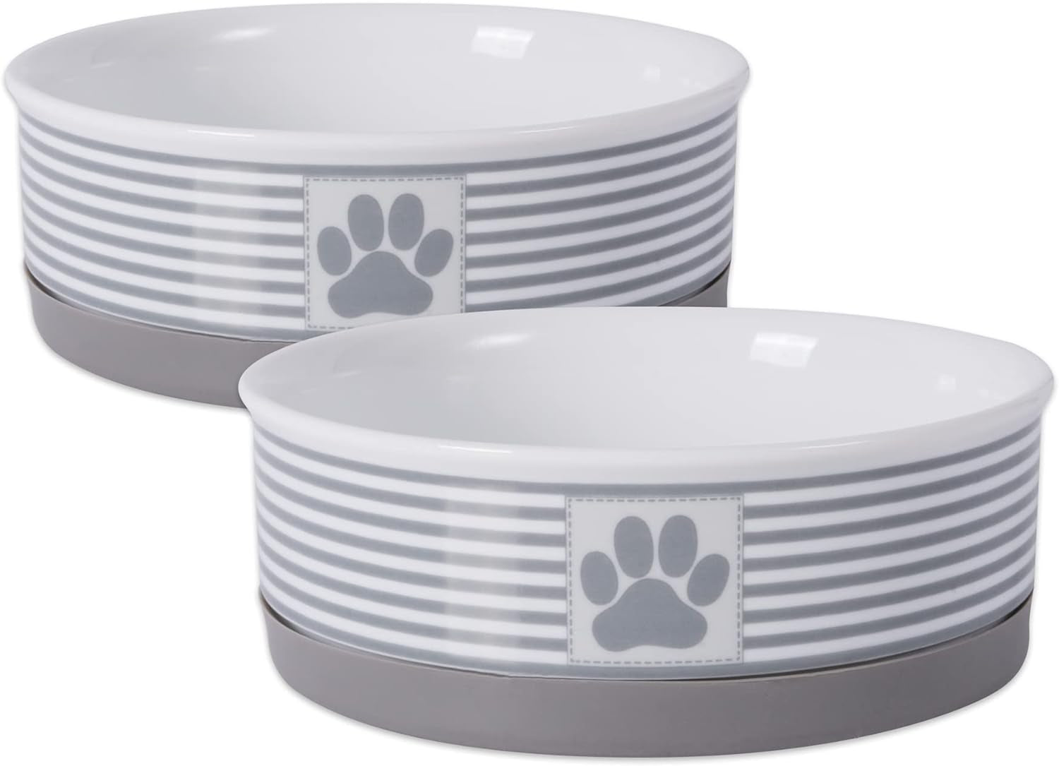 Style Meets Function for Your Pet! 🐾 Paw & Patch Ceramic Pet Collection | Medium Set in Gray – Perfect for Treats or Pet Accessories, 2 Pieces!