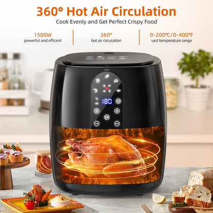 🍟 Cook Smarter: 5.2QT Air Fryer Oven with 5 Presets & Digital Touch Screen! 🍳✨ (Oilless & Dishwasher-Safe)