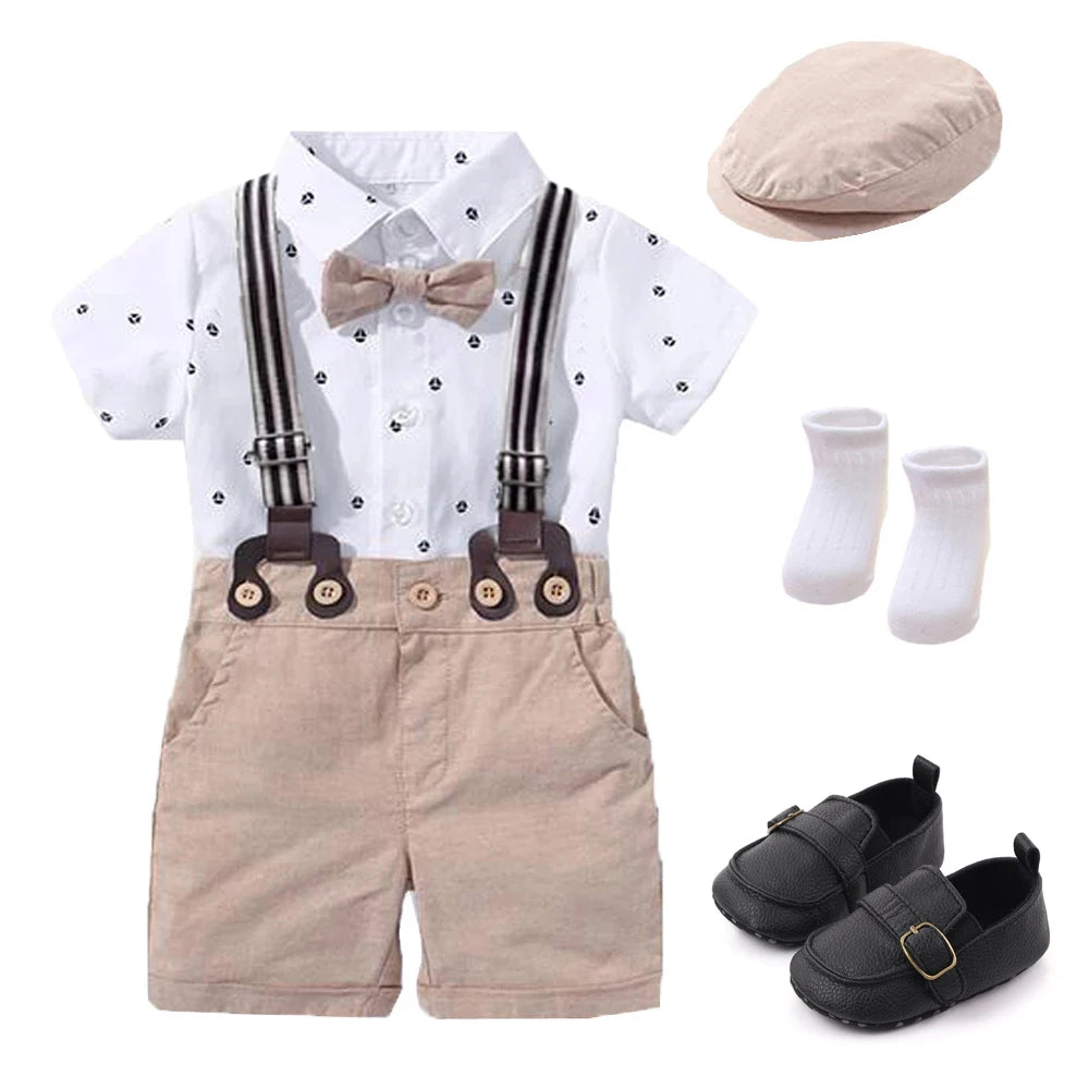 Dress Your Little Gentleman in Style! 👶✨ Baby Boy Romper & Bow Set – Perfect for Birthdays, Festivals, or Weddings with Matching Hat!