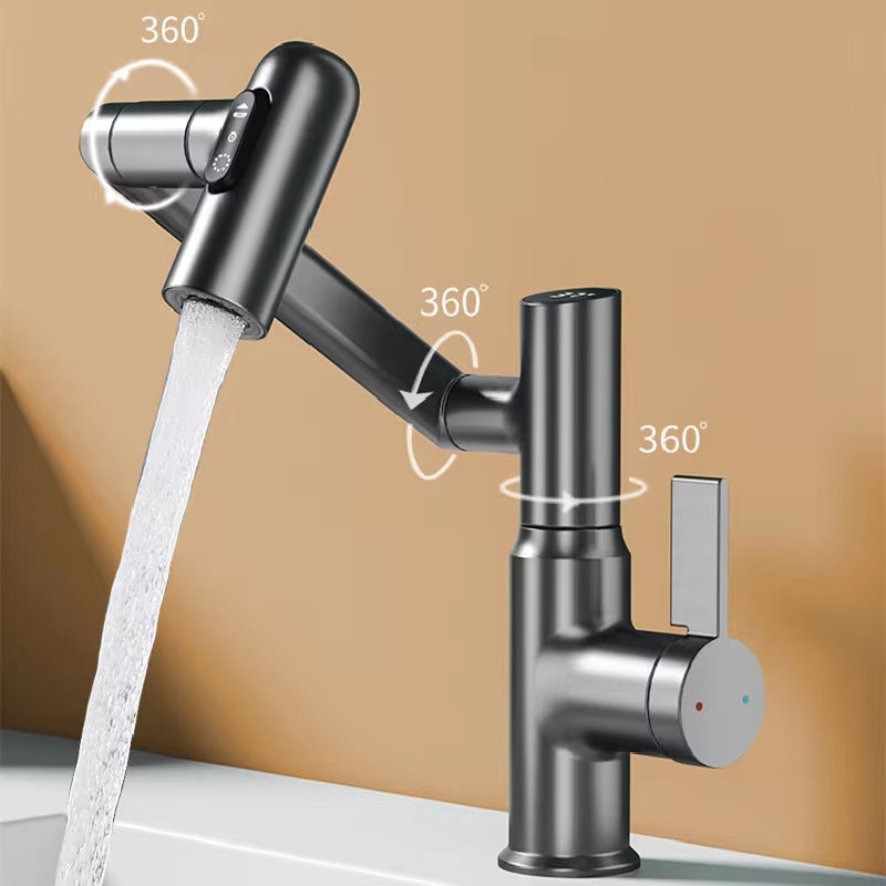 💧 Modern Convenience: LED Digital Display Basin Faucet with 360° Rotation & Multi-Function Sprayer! 🚿✨