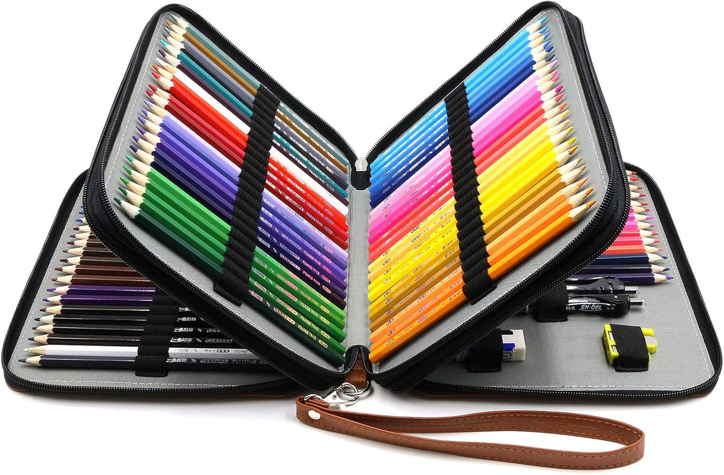 Organize in Style! ✨ 120-Slot PU Leather Pencil Case | Multi-Layer Zipper Bag with Handle – Perfect for Art Supplies, Colored Pencils, & Brushes!