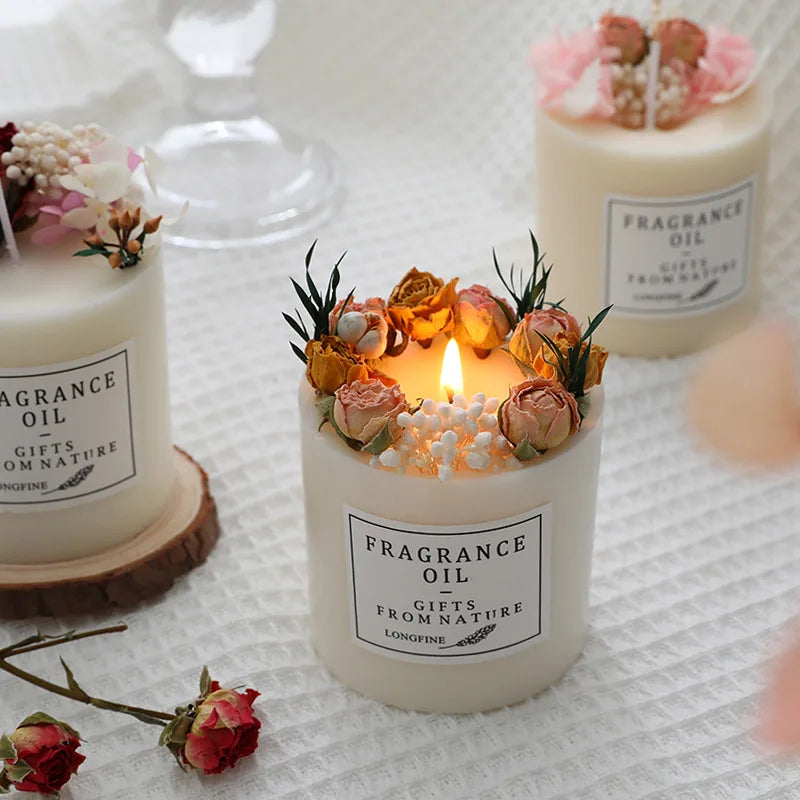 ransform Your Space with Stunning Scented Candles! 🕯️ Dried Flowers & Romantic Fragrances – Perfect for Home Decor, Weddings, or Emergencies!