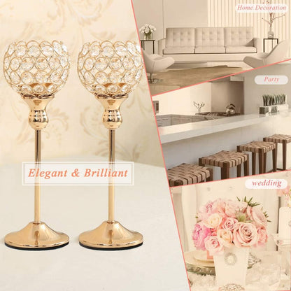 Elevate Your Space: Gold Crystal Candle Holders Set – Perfect for Weddings, Halloween & Stylish Home Decor ✨🕯️