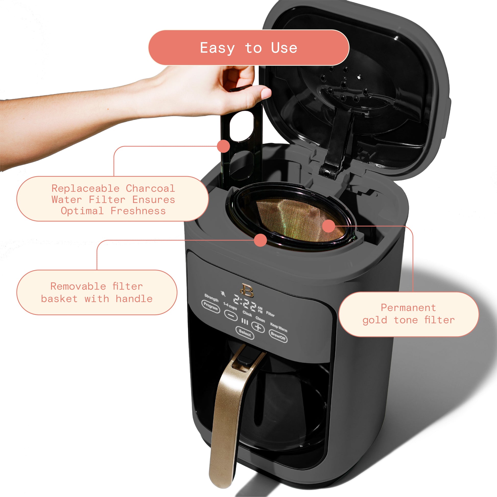 ☕ Brew Your Perfect Cup: 14-Cup Programmable Coffee Maker with Touch Display by Drew Barrymore! 🌟 (Oyster Grey)