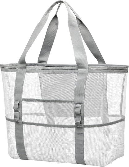 Mesh Beach Bag Family - Beach Tote 9 Pockets Cruise Vacation Essentials