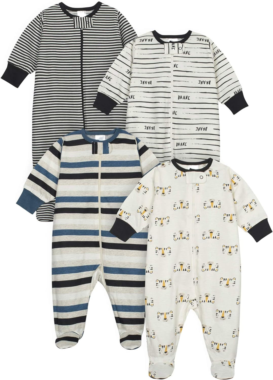 👶 Sweet Dreams: 4-Pack Sleep 'N Play Footies for Baby Boys! 🌙💙