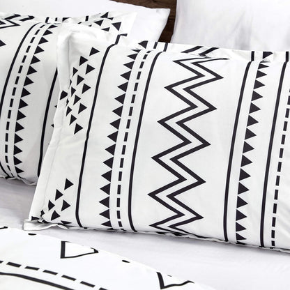 Aztec Comforter Sets - Luxury Full Size Microfiber Bedding for Queen and King Size Beds - Boho Black and White Patterns - 6 Piece Set (Queen)