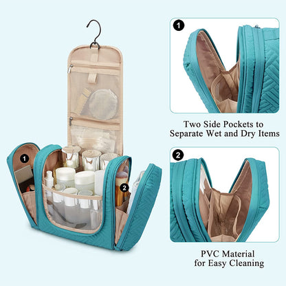 🌟 Travel in Style: Large Hanging Toiletry Bag for Women – Organize Cosmetics, Shampoo & More! ✈️💙 (Blue, Large)