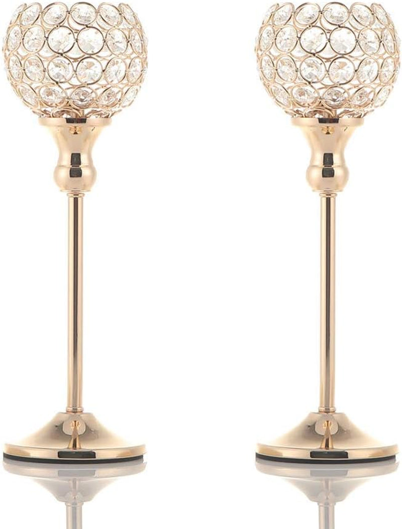 Elevate Your Space: Gold Crystal Candle Holders Set – Perfect for Weddings, Halloween & Stylish Home Decor ✨🕯️