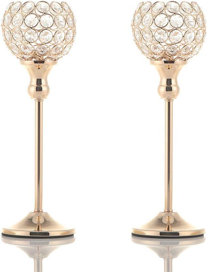 Elevate Your Space: Gold Crystal Candle Holders Set – Perfect for Weddings, Halloween & Stylish Home Decor ✨🕯️