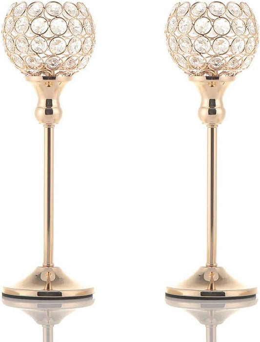 Elevate Your Space: Gold Crystal Candle Holders Set – Perfect for Weddings, Halloween & Stylish Home Decor ✨🕯️