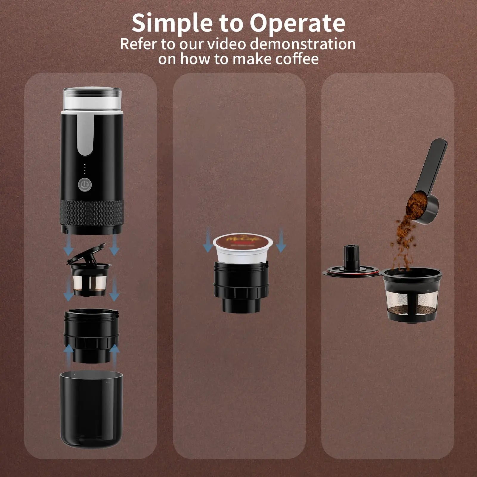 ☕ Brew Your Perfect Cup Anywhere: 2024 Portable Coffee Machine for Capsules & Ground Coffee! 🌟✨