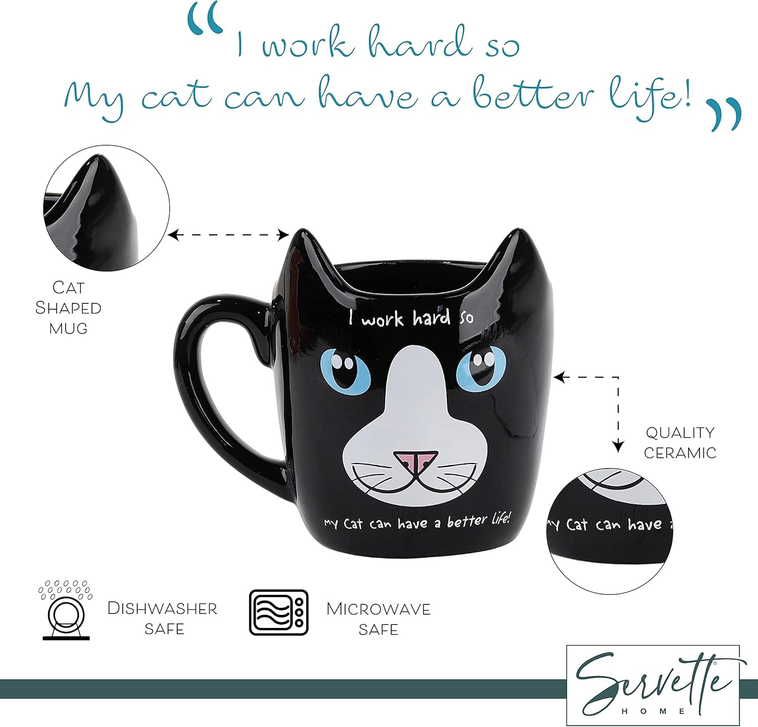 For the Love of Cats and Coffee! 🐾☕ 'I Work Hard So My Cat Can Have a Better Life!' – Perfect Mug for Cat Lovers!