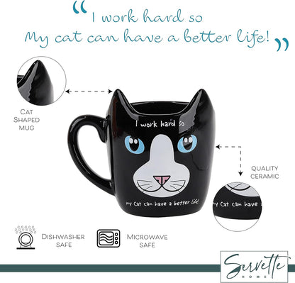 For the Love of Cats and Coffee! 🐾☕ 'I Work Hard So My Cat Can Have a Better Life!' – Perfect Mug for Cat Lovers!