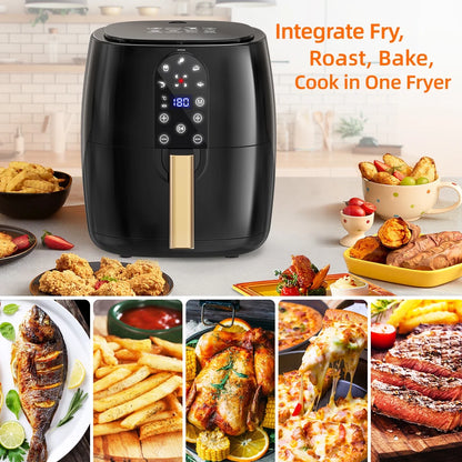 🍟 Cook Smarter: 5.2QT Air Fryer Oven with 5 Presets & Digital Touch Screen! 🍳✨ (Oilless & Dishwasher-Safe)