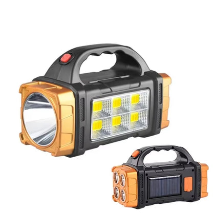 Light Up Your Adventure! 🔦✨ Portable USB Rechargeable Flashlight – Solar LED & COB Work Light, Plus Mobile Phone Charger! 🌟🏕️