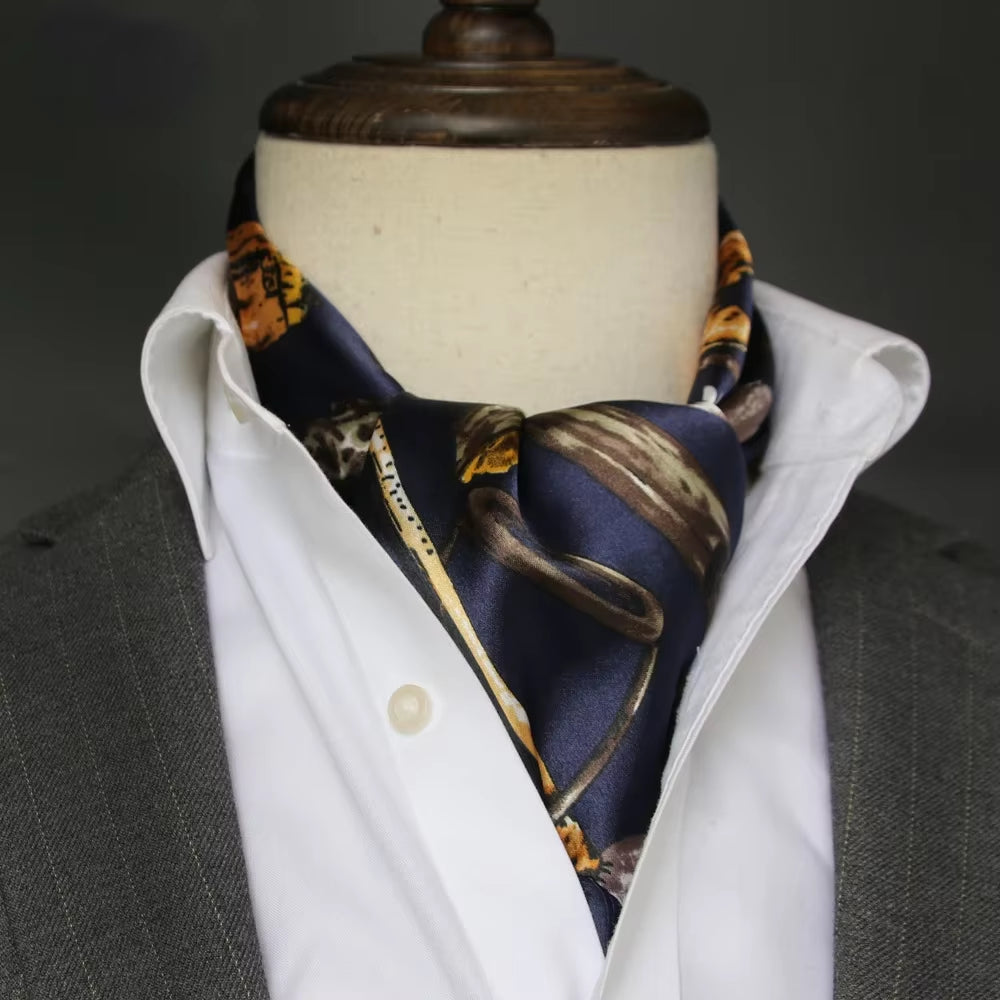 Elevate Your Style 🌟 British Men's Silk Scarf – Perfect for Spring & Autumn! Elegant Satin Touch for Every Business Look.