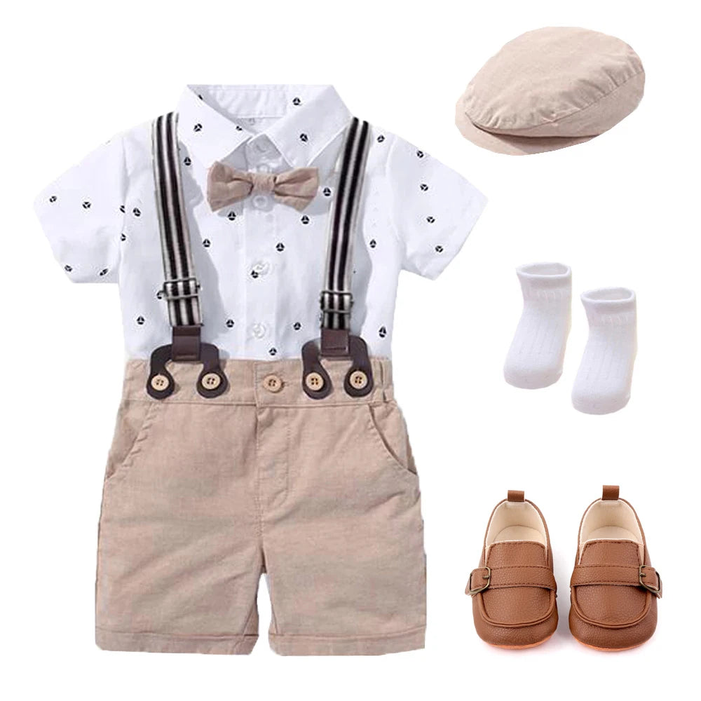 Dress Your Little Gentleman in Style! 👶✨ Baby Boy Romper & Bow Set – Perfect for Birthdays, Festivals, or Weddings with Matching Hat!