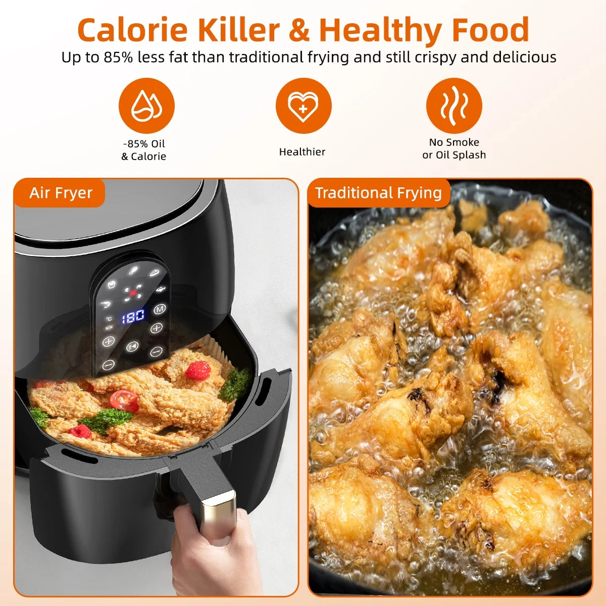 🍟 Cook Smarter: 5.2QT Air Fryer Oven with 5 Presets & Digital Touch Screen! 🍳✨ (Oilless & Dishwasher-Safe)