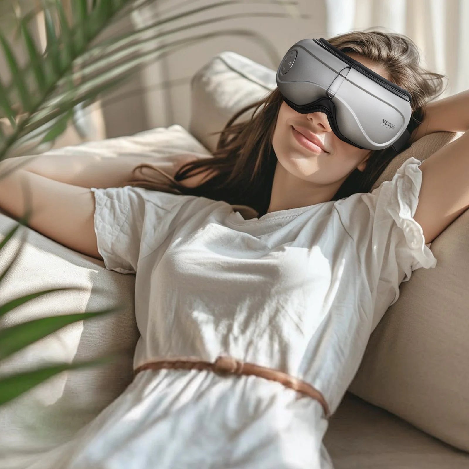 🌟 Relax & Recharge: VEVOR Heated Eye Massager with Bluetooth Music & 5 Soothing Modes! 🎶👀 (180° Foldable)