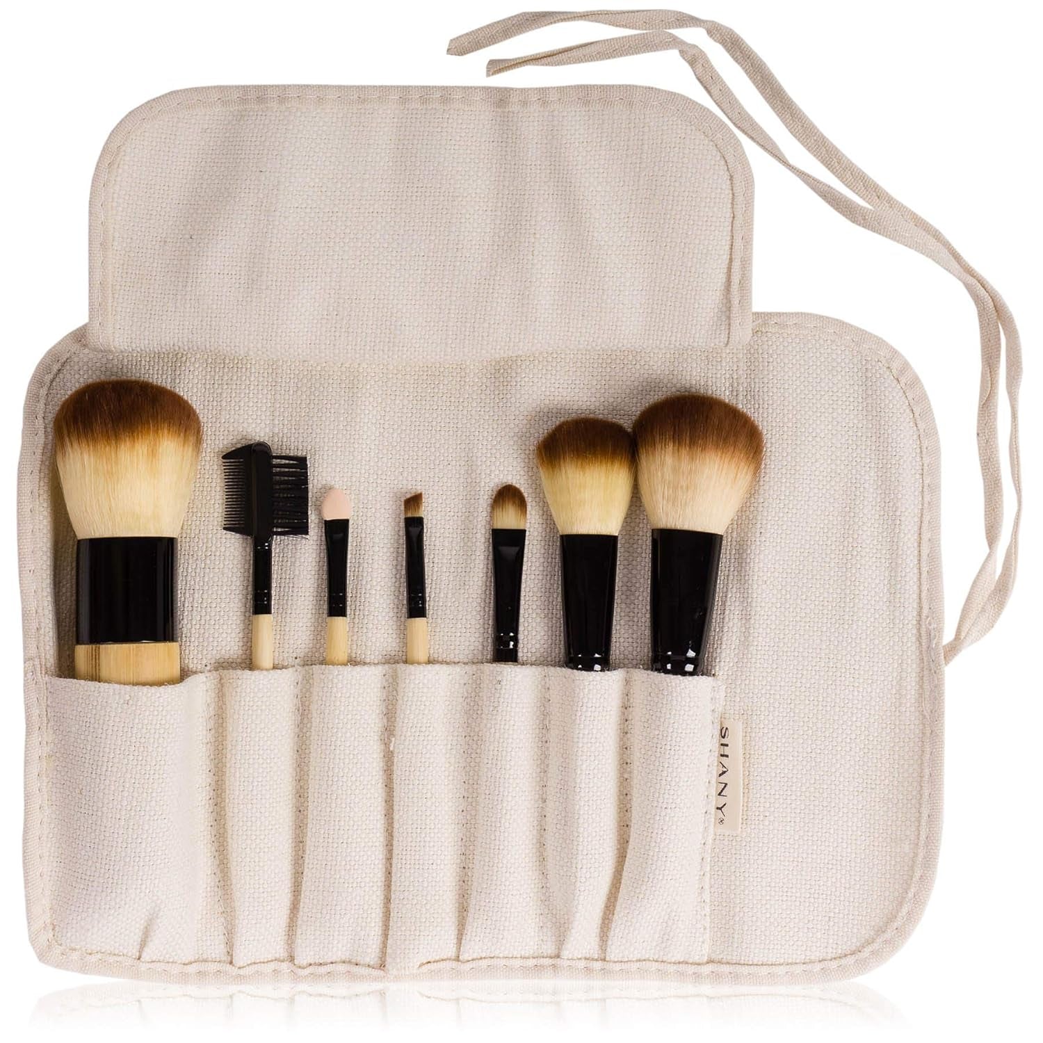 🌿 Eco-Friendly Beauty: Bamboo Makeup Brush Set with Premium Synthetic Hair & Cotton Pouch! 💄✨ (7-Piece)