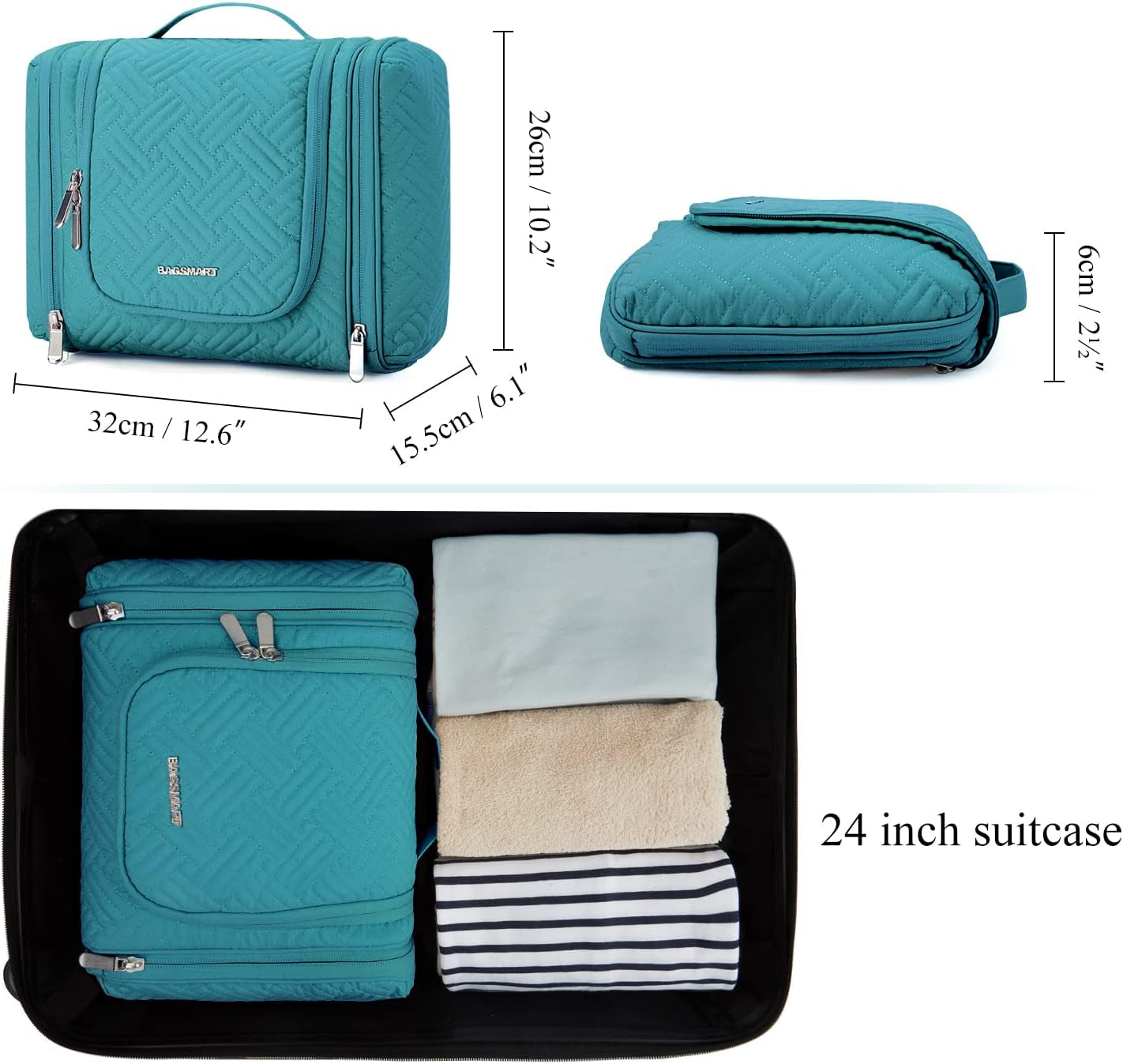 🌟 Travel in Style: Large Hanging Toiletry Bag for Women – Organize Cosmetics, Shampoo & More! ✈️💙 (Blue, Large)