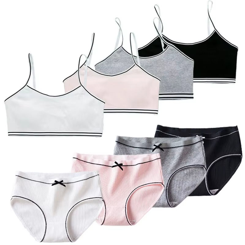 Comfort and Confidence for Growing Girls! 🌸 Girls Training Bras & Cotton Panties Set – Soft, Wireless, Perfect for Teens (Ages 8-16)!