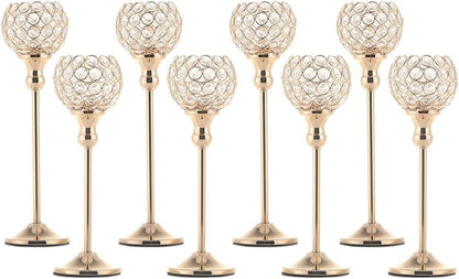 Elevate Your Space: Gold Crystal Candle Holders Set – Perfect for Weddings, Halloween & Stylish Home Decor ✨🕯️