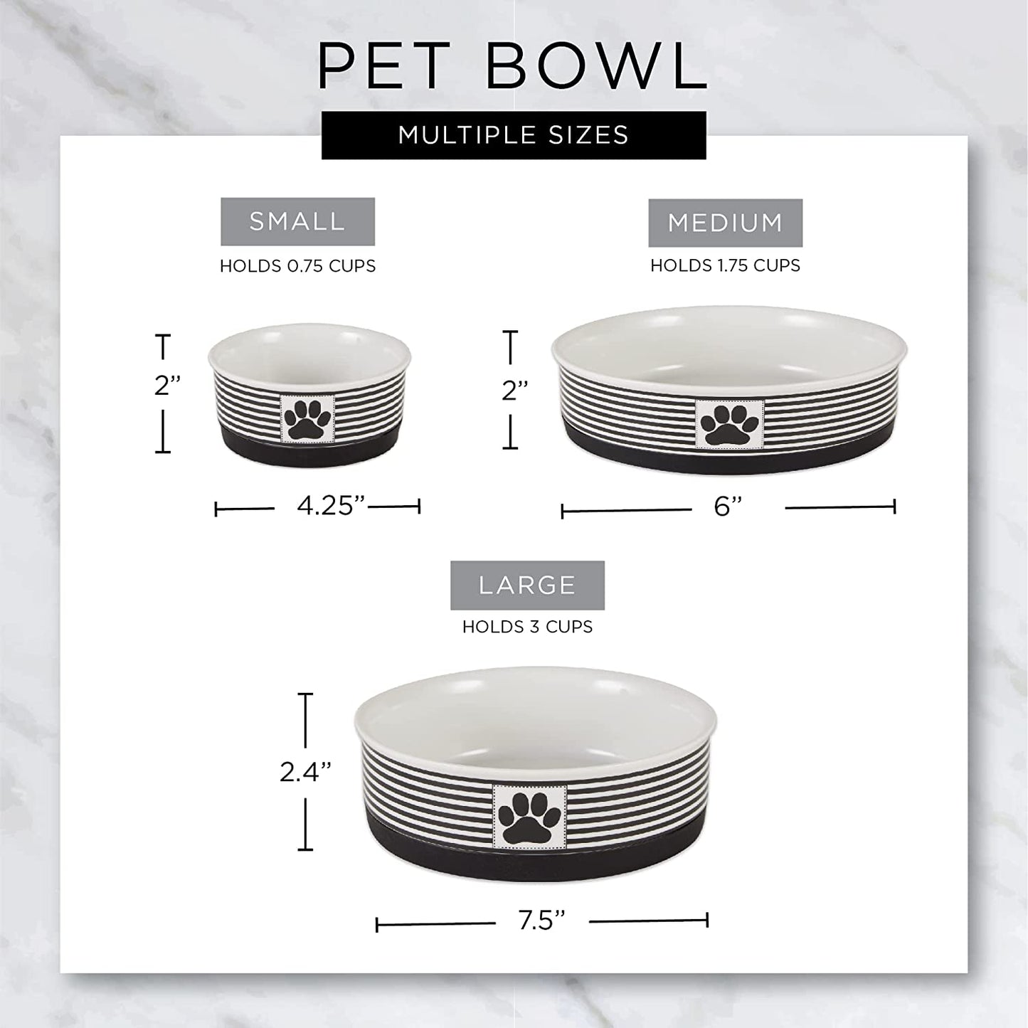 Style Meets Function for Your Pet! 🐾 Paw & Patch Ceramic Pet Collection | Medium Set in Gray – Perfect for Treats or Pet Accessories, 2 Pieces!