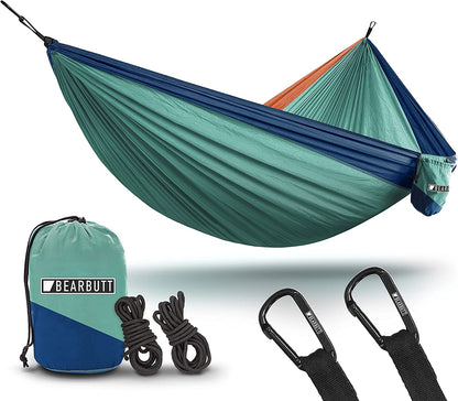 Relax Anywhere! 🏕️🌿 2-Person Portable Hammock – Perfect for Camping, Backpacking & Travel Adventures! 🌞💚