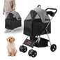 🐾 Travel in Style: VEVOR Pet Stroller with 4 Wheels, Brakes & Detachable Carrier! 🚶‍♂️🐶 (Black & Dark Grey, 35lbs Capacity)