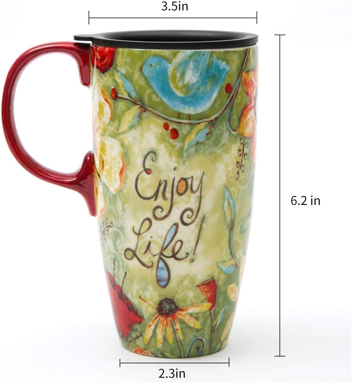 Sip in Style! ☕💖 17oz Ceramic Mug – Perfect for Coffee, Tea & Lattes with Lid – Enjoy Life, Valentine's Day Vibes! 🌟