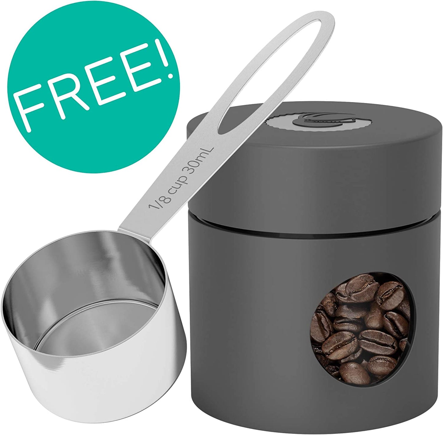 Keep Your Coffee Fresh! ☕️ Stainless Steel Airtight Coffee Canister – 16oz with Date-Tracker, CO2 Release Valve & Travel Jar – Perfect for Ground Coffee!