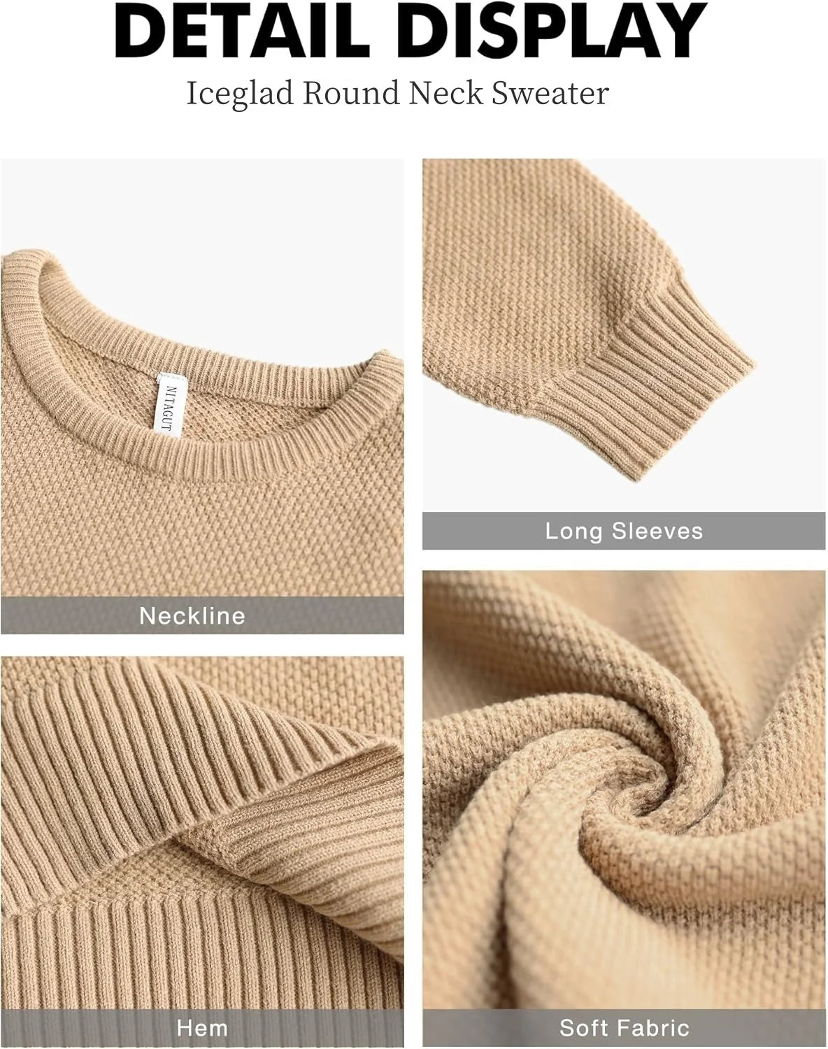 Effortless Style & Comfort ✨ Men’s Pullover Sweater – Soft, Lightweight, and Classic Crewneck Knitwear with Ribbed Edges in Light Camel (XXL).