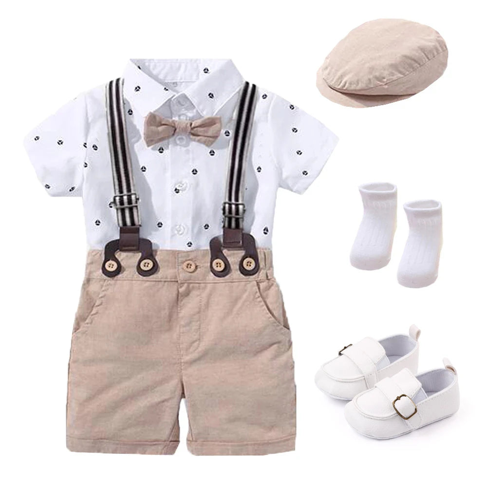 Dress Your Little Gentleman in Style! 👶✨ Baby Boy Romper & Bow Set – Perfect for Birthdays, Festivals, or Weddings with Matching Hat!